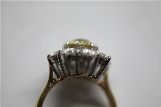 A 1960s 18ct gold and diamond cluster ring by Cropp & Farr, size M.